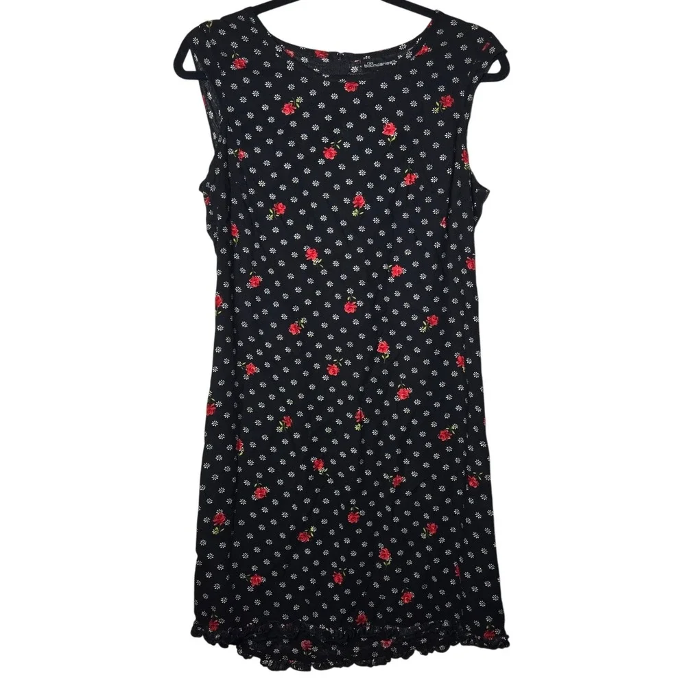 No Boundaries Dark Floral Sleeveless Mini Dress Large Y2K 90 Grunge Whimsigoth